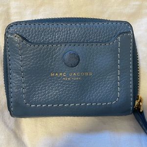 Marc Jacobs blue card wallet with gold details